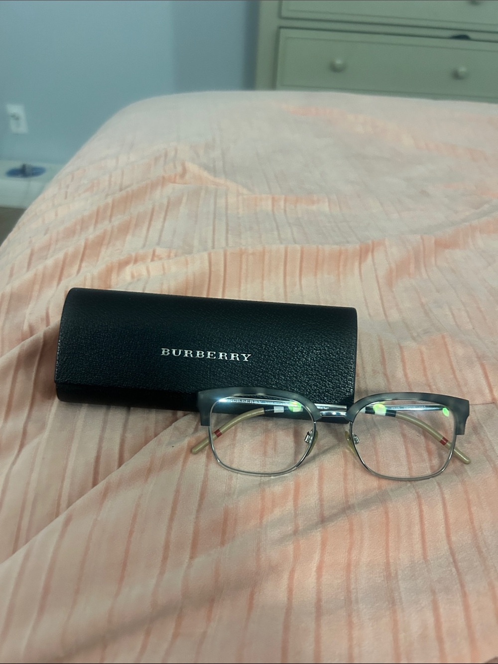 Burberry Men's Black & Silver Semi-Rim Optical Glasses